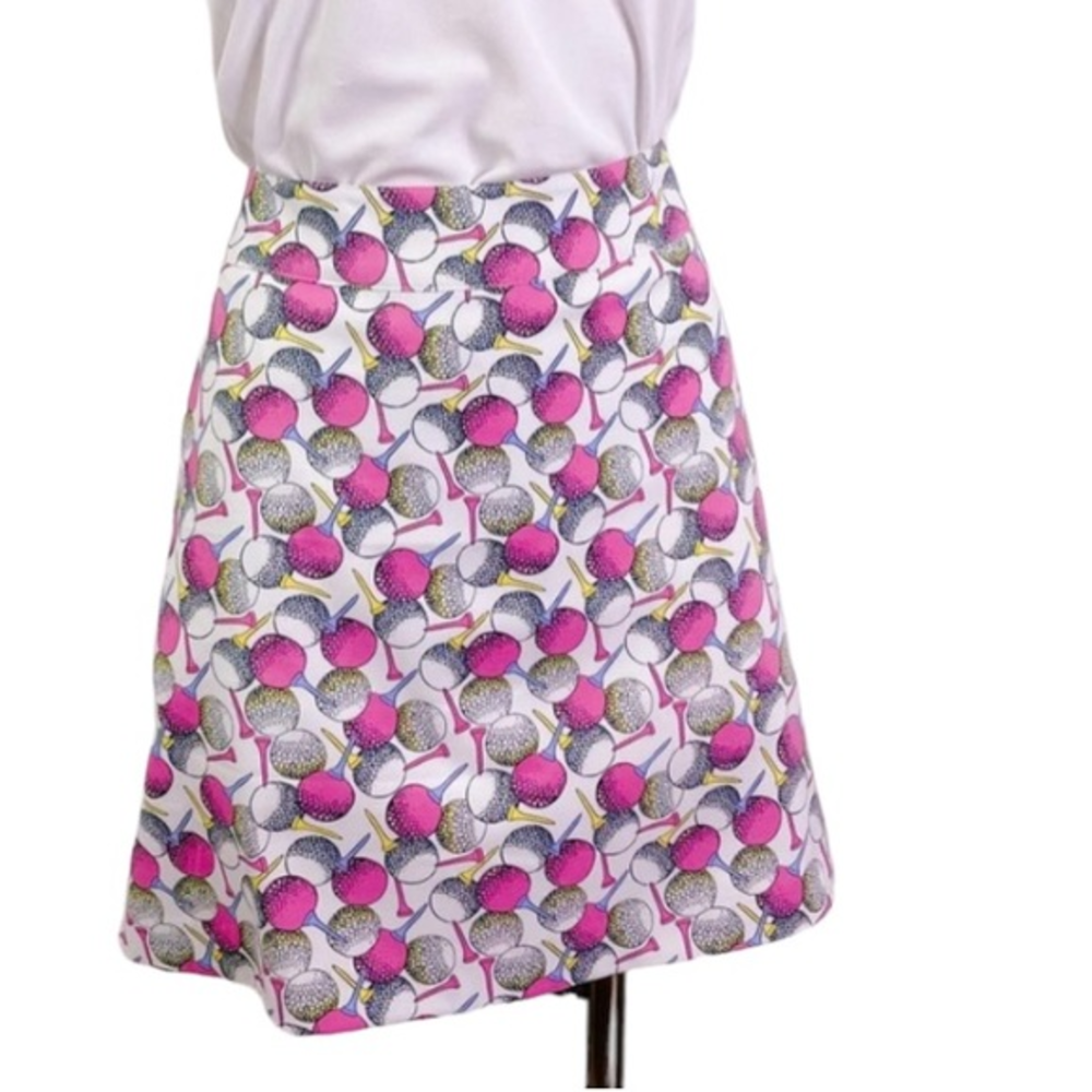 lzod Golf Ball & Tee Print Skort Pink Gray Blue Size 12 Pickleball Tennis Skirt